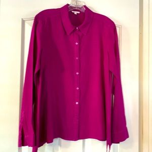 Eileen Fisher Irish Linen Shirt Plum color Collared, Long sleeves, Button Down